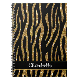 Carnet Moderne Rayure de Tigre Dorée Brillante