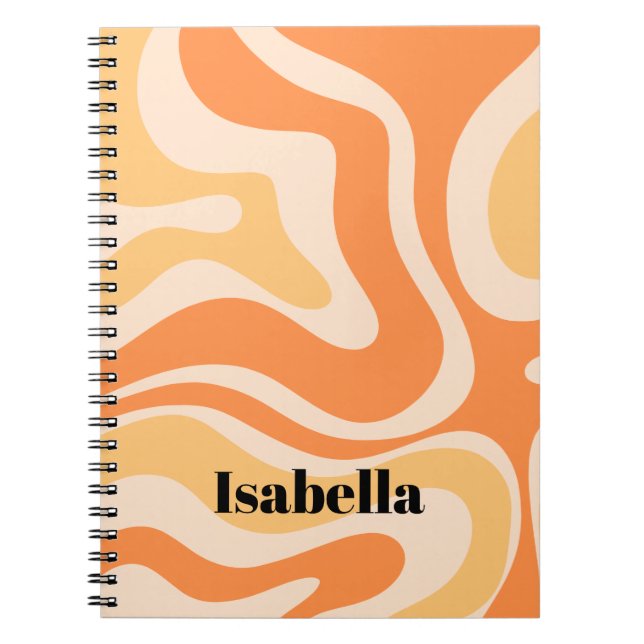 Carnet Moderne Retro Liquid Swirl Abstrait Motif Orange (Devant)