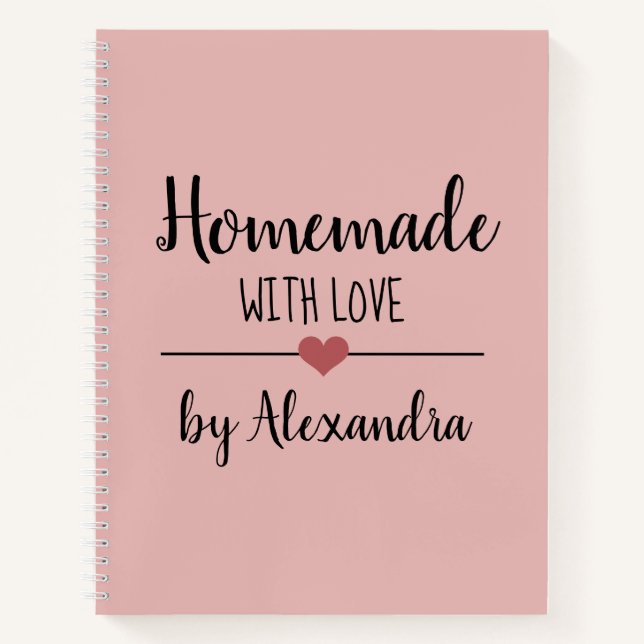 Carnet Moderne rose vif Fait maison avec recette d'amour (Devant)