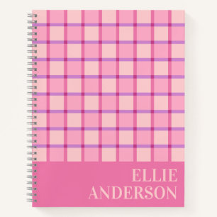 Carnet Moderne Rose Violet Personnalisé à carreaux