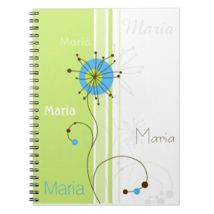 Carnet Moderne simple Fleur vert Votre nom