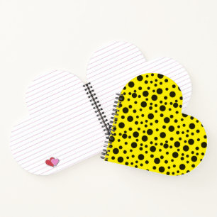 Carnet Moderne Simple Noir pois motif jaune point