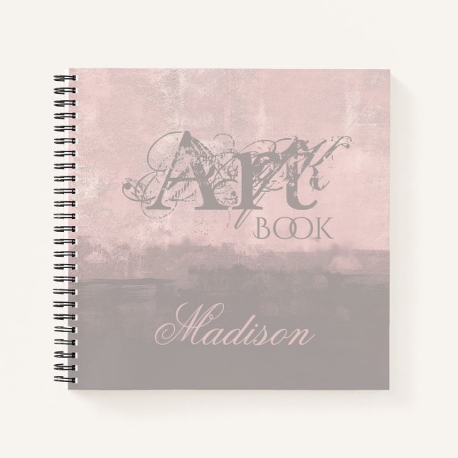 Carnet Moderne Soft rose mallow Votre nom Art Book (Devant)
