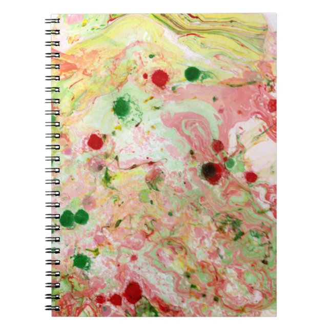 Carnet Moderne tendance Abstrait rose rouge jaune vert (Devant)