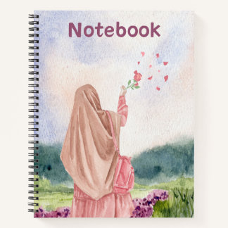Carnet Modest Girl in Nature - Pink & Purple Watercolor N