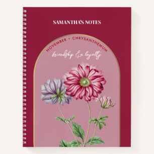 Carnet Mois Fleur de naissance sur mesure Novembre Chrysa