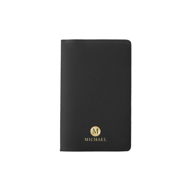 Carnet Moleskine De Poche Monogramme personnalisé de luxe noir et or (Devant)
