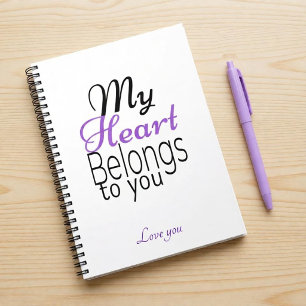 Carnet Mon cœur vous appartient Romantique Personnalisé