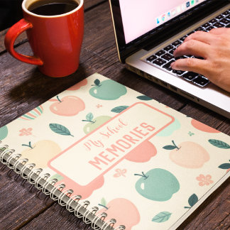 Carnet Mon école Souvenirs personnalisés pommes Spiral