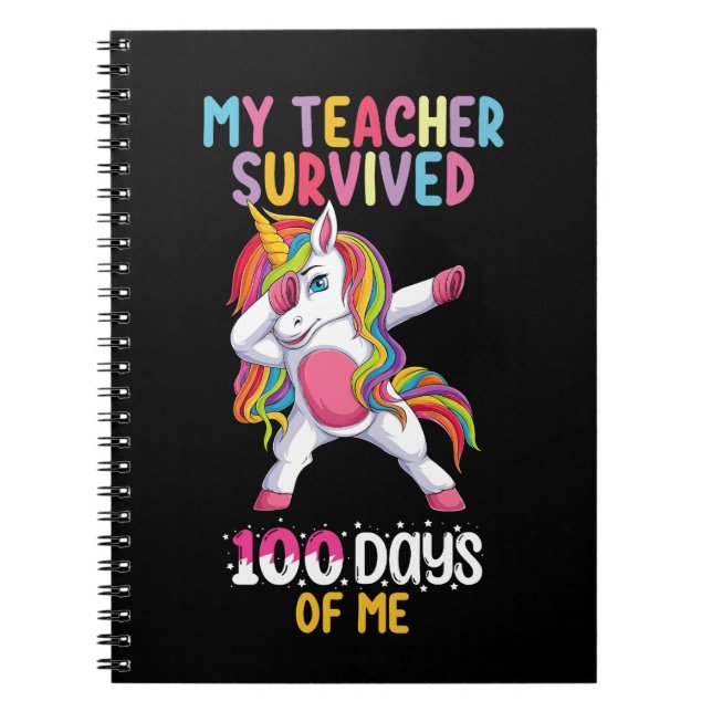 Carnet Mon professeur a survécu 100 jours de moi licorne  (Devant)
