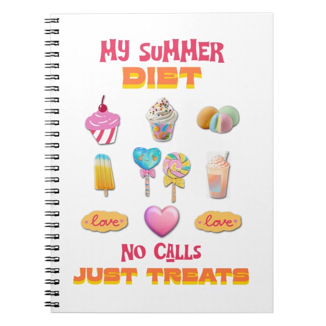 Carnet Mon régime d'été pas d'appels juste des friandises (Devant)