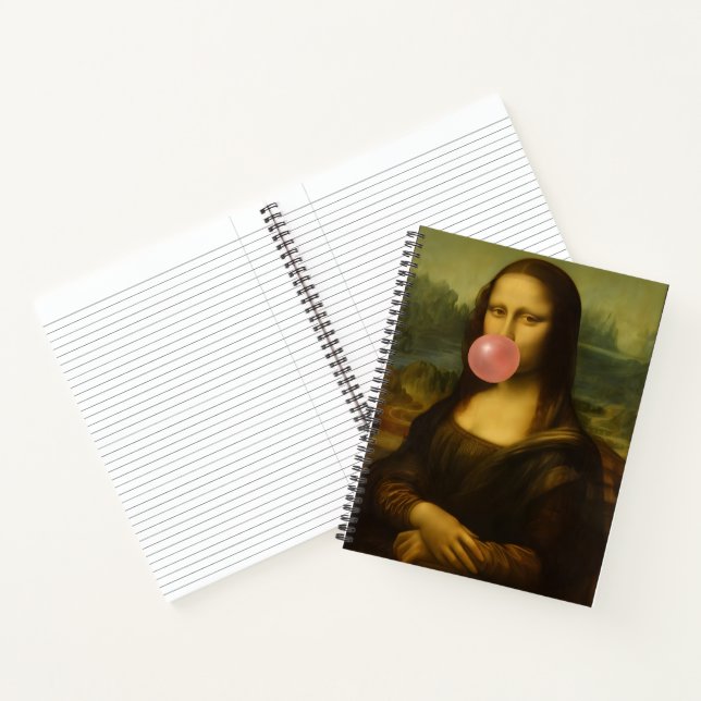 Carnet Mona Lisa soufflant de bulle rose (Intérieur)