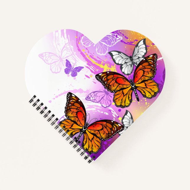 Carnet Monarch Butterflies on Purple Background (Devant)