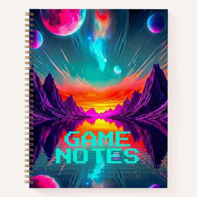 Carnet Monde Alien Synthwave Galaxie Néo-Épique (Devant)