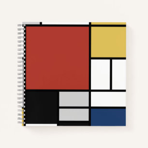 Carnet Mondrian Peinture Rouge Plane Jaune Noir Gris Bleu