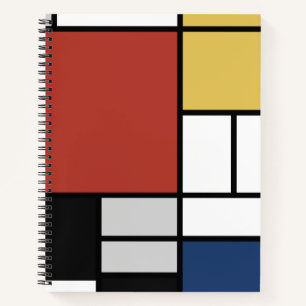Carnet Mondrian Peinture Rouge Plane Jaune Noir Gris Bleu