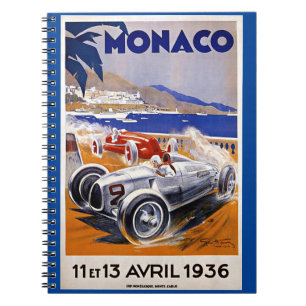 Carnet Monégasque affiche de voyage, 1936 course automobi