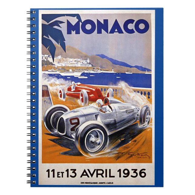 Carnet Monégasque affiche de voyage, 1936 course automobi (Devant)