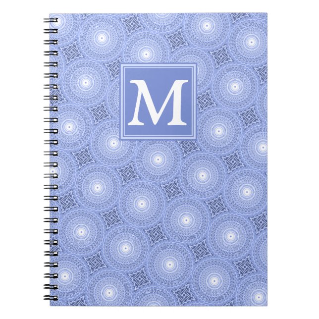 Carnet Monogram blue circles pattern (Devant)