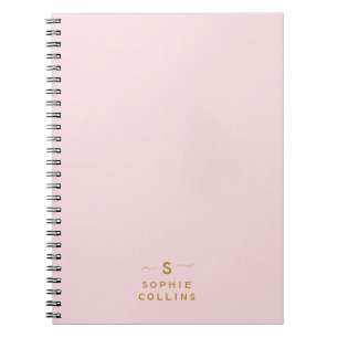 Carnet Monogram Blush Pink Gold Minimalist Nom élégant