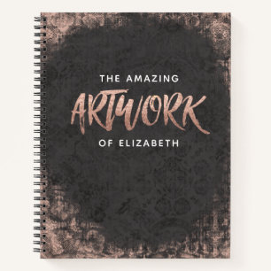Carnet Monogram Chic Black Rose Gold Artist Sketchbook