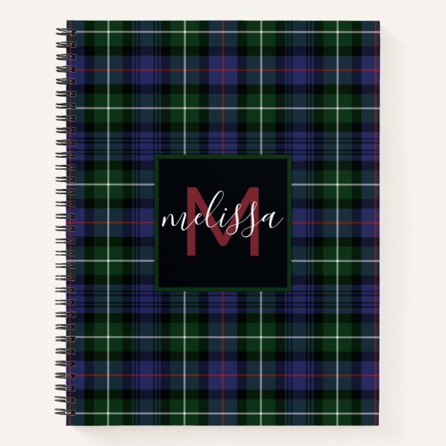 Carnet Monogram Clan MacKenzie Tartan Plaid Personnalisé (Devant)