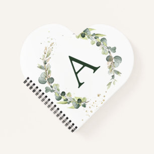 Carnet Monogram Eucalyptus Vert Blanc Botanique