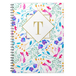 Carnet Monogram Floral Watercolour Spiral Notebook