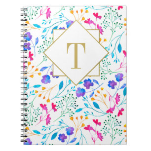 Carnet Monogram Floral Watercolour Spiral Notebook
