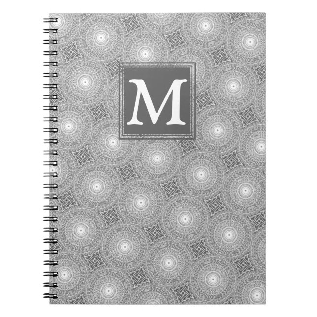 Carnet Monogram grey circles pattern (Devant)