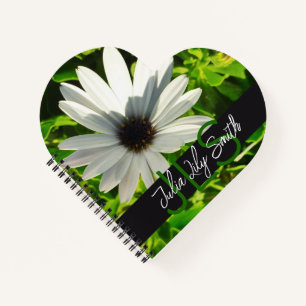 CARNET MONOGRAM INITIALES NOM PETITE PHOTO EN FLEURS BLAN