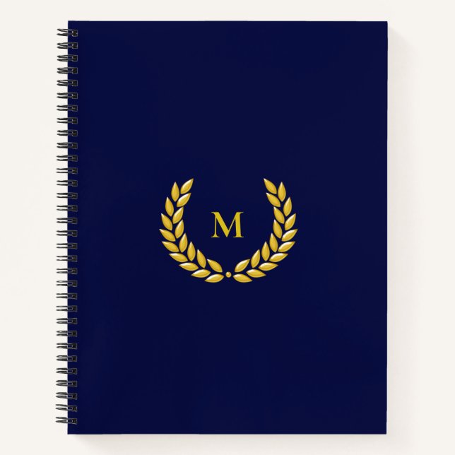 Carnet Monogram & Laurel sur Navy Blue (Devant)