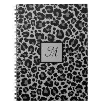 Monogram Leopard Print Animal Cheetah Grey Initial