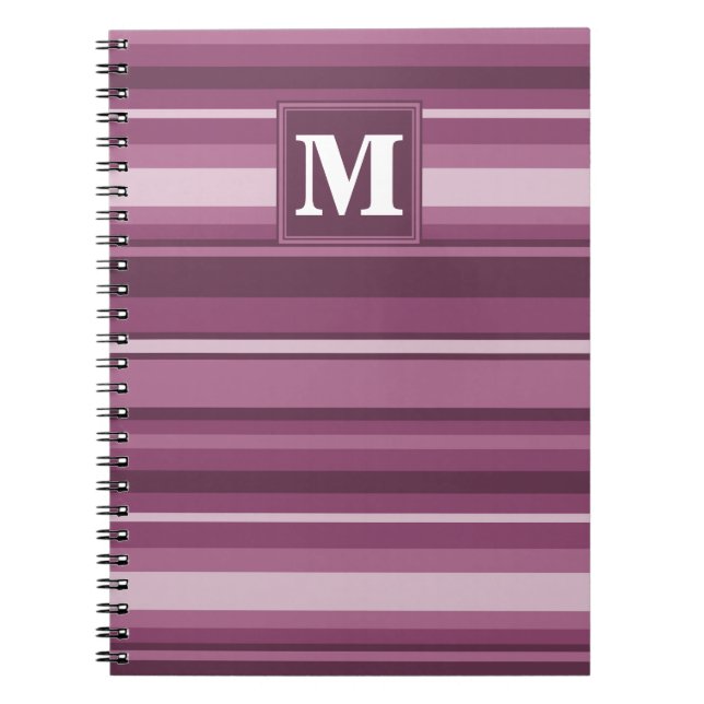 Carnet Monogram mauve stripes (Devant)