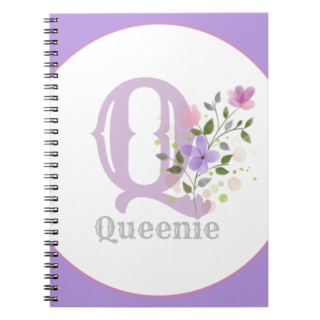 Carnet Monogram & Name with Flowers (Devant)
