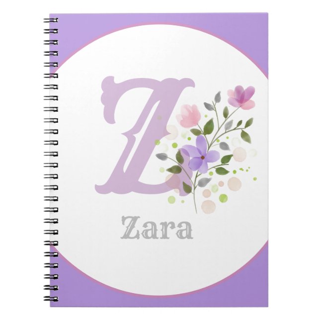 Carnet Monogram & Name with Flowers (Devant)