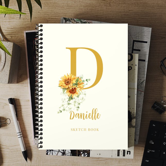 Carnet Monogram nom floral moderne sketchbook (Créateur téléchargé)