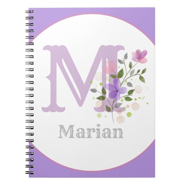 Carnet Monogram & Nom with Flowers (Devant)