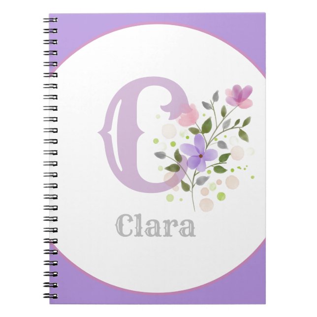 Carnet Monogram & Nom with Flowers (Devant)