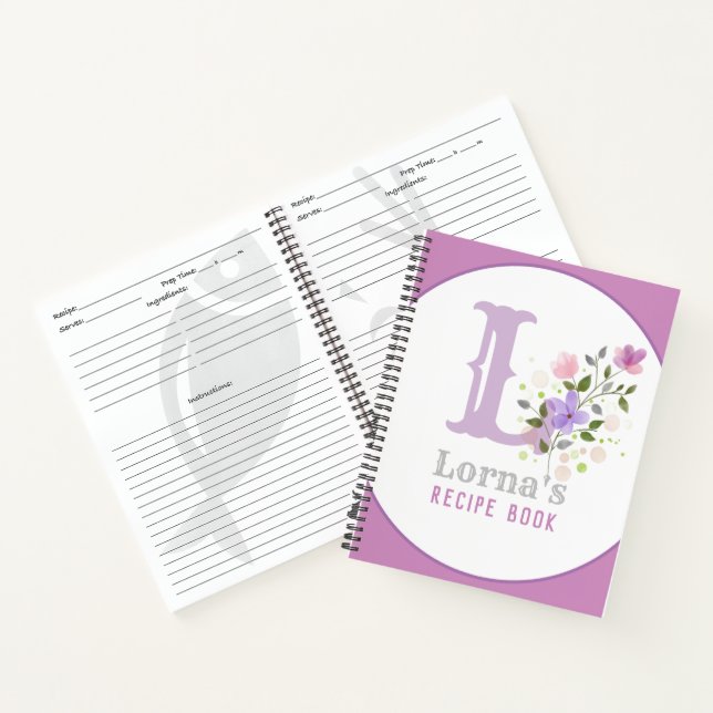 Carnet Monogram & Nom with Flowers (Intérieur)