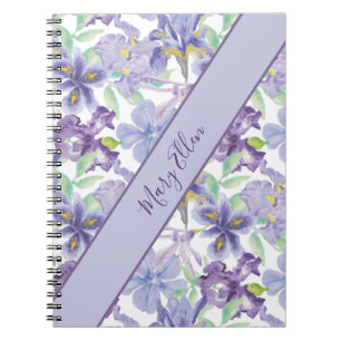 Carnet Monogram Purple Yellow Iris Floral Watercolor