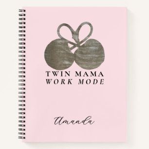 Carnet Monogram Rose Pâle Jumeaux Maman Or Cerise Minimal