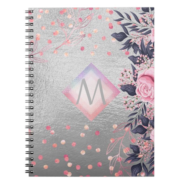 Carnet Monogram Silver Navy Rosegold Girly Newlyweds Cade (Devant)