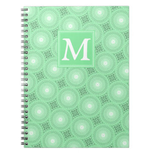 Carnet Monogram spring green circles pattern