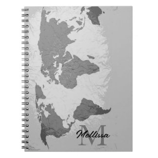 Carnet  Monogram World Map Traveler Name Gift Favor