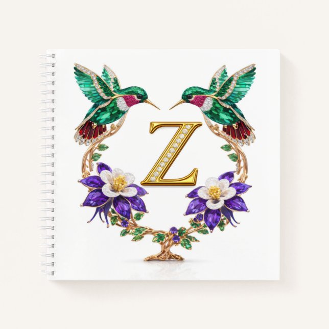 Carnet Monogram Z Gold Hummingbird Wedding Shower Gift (Devant)