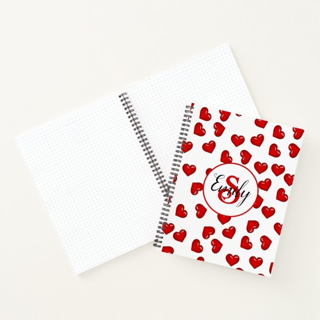 Carnet monogramlish motif de coeur rouge sur blanc (Intérieur)