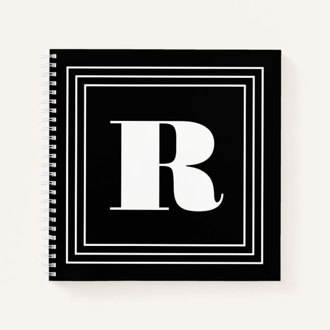 Carnet Monogramme 3 cadres | Noir et blanc (Devant)