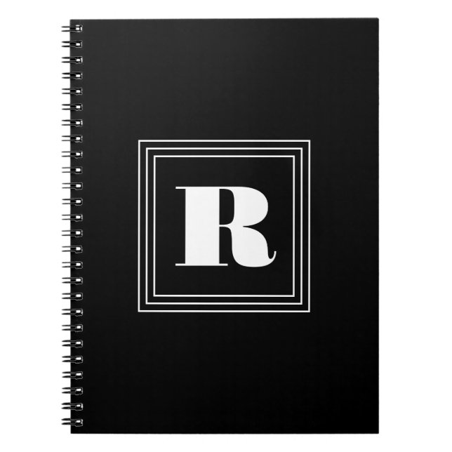 Carnet Monogramme 3 cadres | Noir et blanc (Devant)