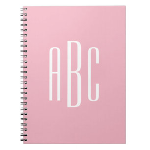 Carnet Monogramme 3 Lettres Style Classique Rose Pâle Bla